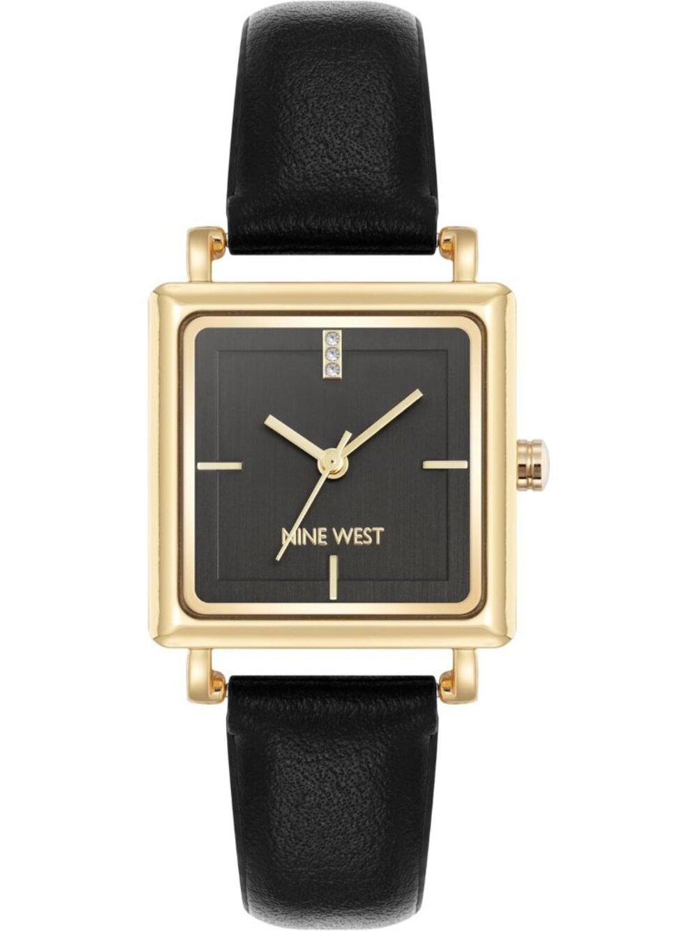 Nine West Women's Black Gold Analog Japanese Quartz Modern Square Bracelet Watch